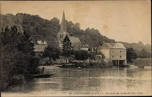 Ak Savonnières en Perthois Meuse, Vue prise des bords du Cher