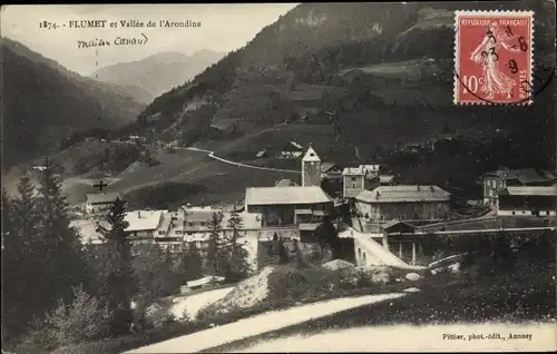 Ak Flumet Savoie, Vue générale et Vallee de l'Arondine