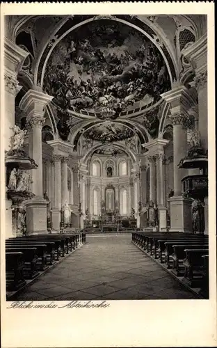 Ak Neresheim Baden Württemberg, Benediktiner Abtei, Blick in die Abteikirche