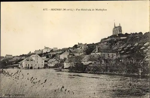 Ak Seiches Maine et Loire, Vue Générale de Mathefon