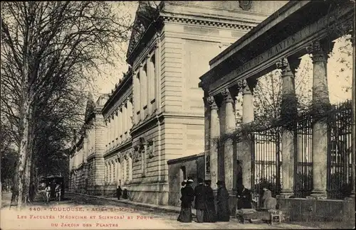 Ak Toulouse Haute Garonne, Allée St. Michet, Les Facultés et Forte du Jardin des Plantes