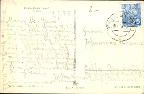 Ak Reichenbach im Vogtland, Markt