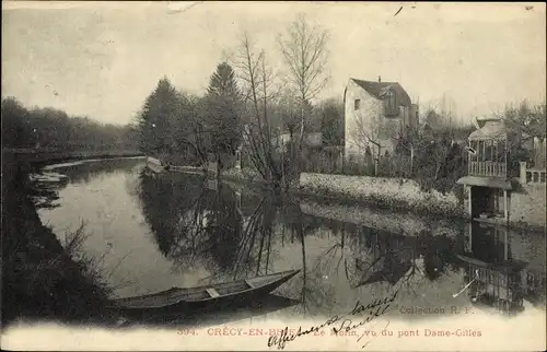 Ak Crecy en Brie Seine et Marne, Le Morin, vu du pont Dame Gilles
