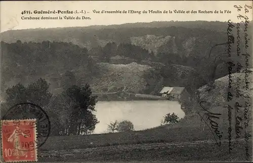 Ak Guemene Penfao Loire Atlantique, Vue d'ensemble de l'Etang du Moulin de la Vallee