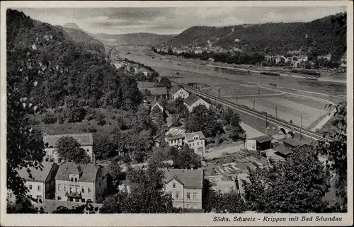 Ak Krippen Bad Schandau Sächsische Schweiz, Teilansicht, Luftbild