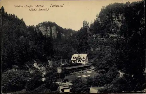 Ak Waltersdorf Bad Schandau an der Elbe, Polenztal, Mühle