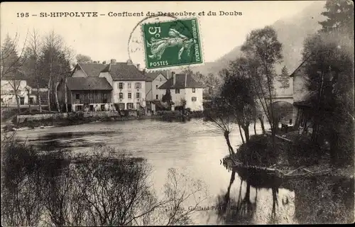 Ak Saint Hippolyte Doubs, Confluent du Deusoubre et du Doubs