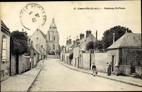 Ak Courville Eure et Loir, Faubourg Saint Pierre