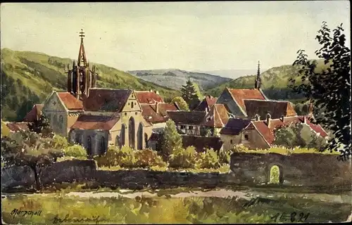 Künstler Ak Marschall, J., Bebenhausen Tübingen am Neckar, Blick auf den Ort