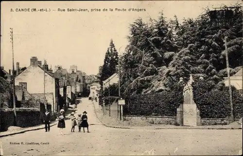 Ak Cande Maine et Loire, Rue Saint Jean, Prise de la Route d'Angers