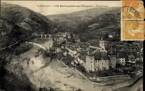 Ak Entraygues sur Truyère Aveyron, Panorama