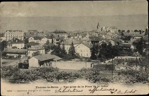 Ak Thonon les Bains Haute Savoie, Vue prise de la Place de la Crete