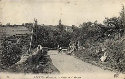 Ak Lormes Nièvre, La Route de Corbigny