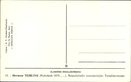 Ak Flämischer Schriftsteller Hermann Teirlink, Portrait