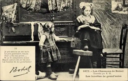 Lied Ak Les Chansons de Botrel, les lunettes de grand mere