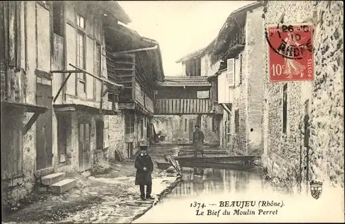 Ak Beaujeu Rhône, Le Bief du Moulin Perret