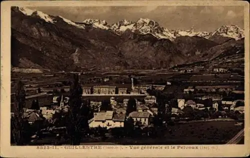 Ak Guillestre Hautes Alpes, Vue generale et le Pelvoux