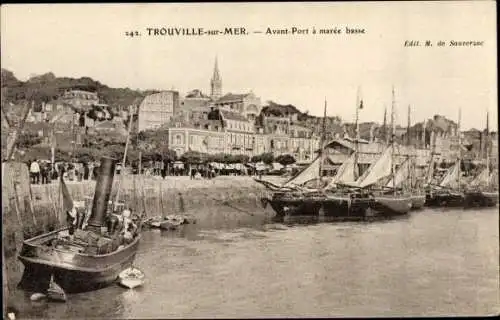 Ak Trouville sur Mer Calvados, Avant Port a maree basse