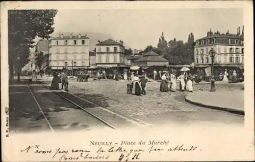 Ak Neuilly Hauts de Seine, Place du Marche