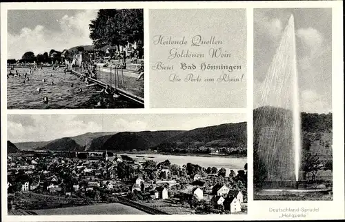 Ak Bad Hönningen am Rhein, Deutschland Sprudel Heilquelle, Panorama, Freibad