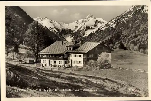 Ak Oberstdorf im Oberallgäu, Berghaus Rieffenkopf mit Kratzer und Trettachspitze