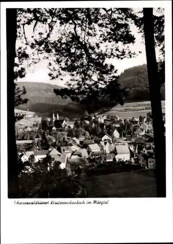 Ak Klosterreichenbach Baiersbronn Schwarzwald, Durchblick zum Ort