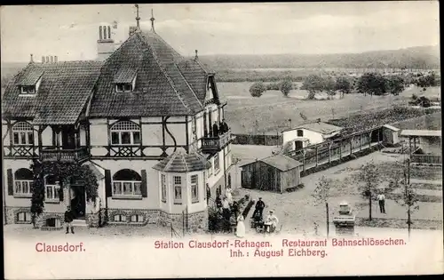 Ak Rehagen Klausdorf Am Mellensee, Bahnstation, Restaurant Bahnschlösschen, Inh. August Eichberg