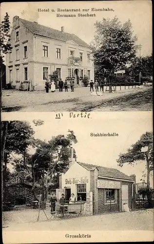 Ak Groß Köris im Kreis Dahme Spreewald, Hotel zur Eisenbahn, Inh. Hermann Stechert, Stehbierhalle