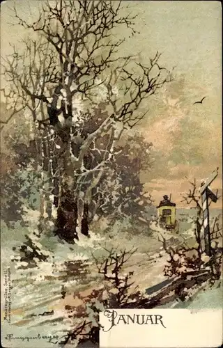 Künstler Ak Guggenberger, Thomas, Monat Januar, Winter, Allegorie