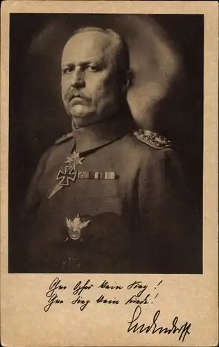 Ak General Erich Friedrich Wilhelm Ludendorff, Ohne Opfer kein Sieg, Ludendorff Spende