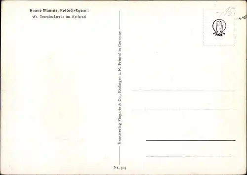 Künstler Ak Maurus, Hanns, Ebbs in Tirol, St Antoniuskapelle im Kaisertal