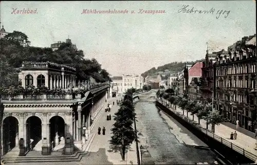 Ak Karlovy Vary Karlsbad Stadt, Mühlbrunnkolonnade, Kreuzgasse