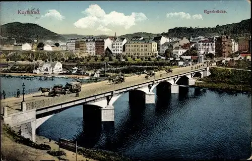 Ak Karlovy Vary Karlsbad Stadt, Egerbrücke