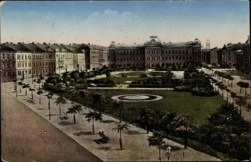 Ak Plzeň Pilsen Stadt, Gartenanlage, Palais