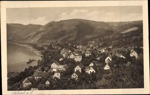 Ak Dolní Zálezly Salesel an der Elbe Reg. Aussig, Blick über den Ort, Panorama