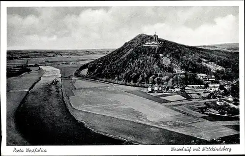 Ak Porta Westfalica an der Weser, Wittekindsberg, Weserlauf