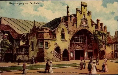 Ak Hamburg Mitte Altstadt, 16. Deutsches Bundesschießen 1909, Festhalle, Außenansicht, Haupteingang