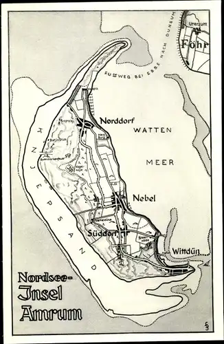 Landkarten Ak Insel Amrum, Nebel, Norddorf, Wittdün