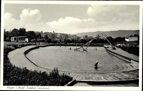 Ak Hagen in Westfalen, Freibad Ischeland, Wasserrutsche