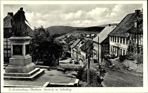 Ak Sankt Andreasberg Braunlage im Oberharz, Breitestraße, Sieberberg, Denkmal