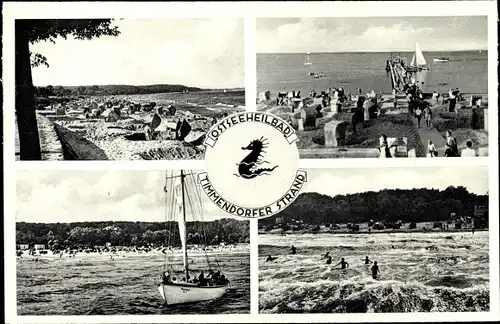 Ak Ostseebad Timmendorfer Strand, Strandpartie, Strandkörbe, Segelboot