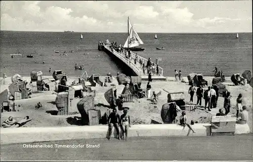 Ak Ostseebad Timmendorfer Strand, Strandpartie, Anlegestelle, Segelboot