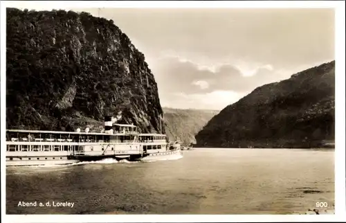 Ak Sankt Goarshausen am Rhein, Loreley, Salondampfer Hindenburg