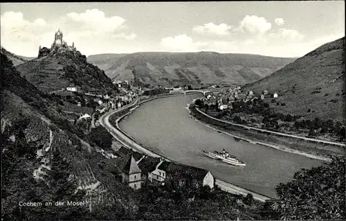 Ak Cochem an der Mosel, Vogelschau, Panorama