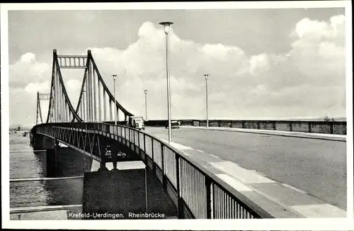 Ak Uerdingen Krefeld, Rheinbrücke