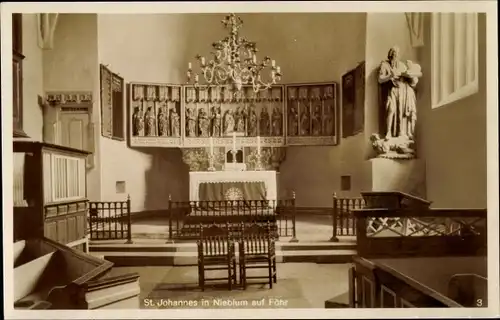 Ak Nieblum auf der Insel Föhr Nordfriesland, St. Johannes, Altar