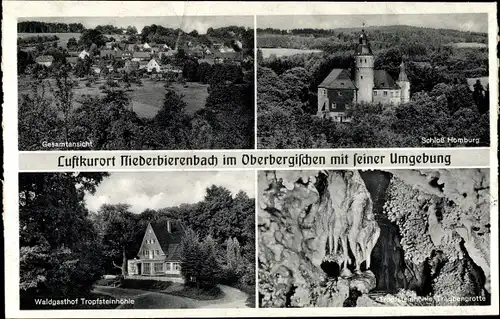 Ak Niederbierenbach Bierenbachtal Nümbrecht im Oberbergischen Kreis, Schloss, Tropfsteinhöhle