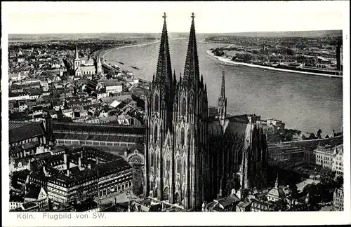 Ak Köln am Rhein, Dom, Stadt, Luftbild