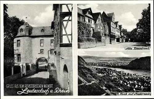 Ak Leutesdorf am Mittelrhein, Blick auf Andernach, Ort, Alte Rheinfront, Tor