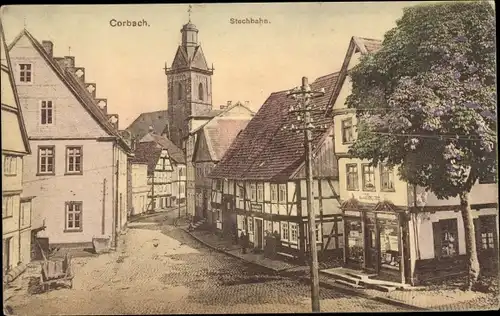 Ak Korbach in Hessen, Stechbahn, Geschäft, Kirche